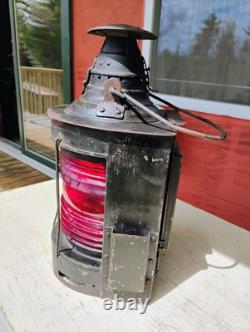 Vintage Dressel Railway Lamp & Signal Co Arlington NJ USA Red Lantern 17.5 Tall