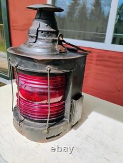 Vintage Dressel Railway Lamp & Signal Co Arlington NJ USA Red Lantern 17.5 Tall