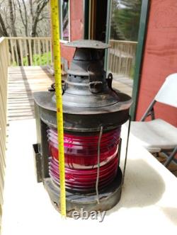 Vintage Dressel Railway Lamp & Signal Co Arlington NJ USA Red Lantern 17.5 Tall