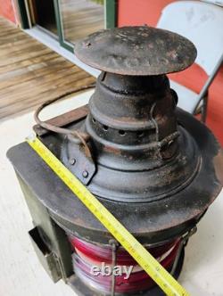 Vintage Dressel Railway Lamp & Signal Co Arlington NJ USA Red Lantern 17.5 Tall