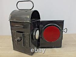 Vintage English Railway Railroad Break Signal Lamp w Original Burner