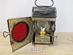Vintage English Railway Railroad Break Signal Lamp w Original Burner