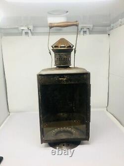 Vintage Genuine Iron Glass Made Big Railway Lantern Railroad Lighting Lamp Rare