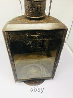 Vintage Genuine Iron Glass Made Big Railway Lantern Railroad Lighting Lamp Rare