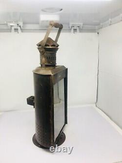 Vintage Genuine Iron Glass Made Big Railway Lantern Railroad Lighting Lamp Rare