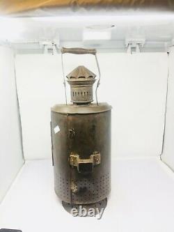 Vintage Genuine Iron Glass Made Big Railway Lantern Railroad Lighting Lamp Rare