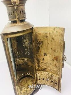 Vintage Genuine Iron Glass Made Big Railway Lantern Railroad Lighting Lamp Rare