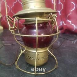 Vintage Handlan Railroad Lantern Lamp Handlan St Louis RR with Original Red Globe