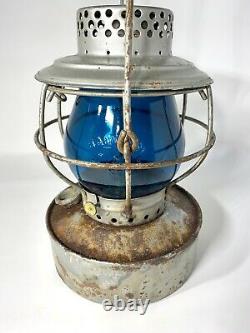Vintage Handlan St. Louis Blue Railroad Lantern Rare