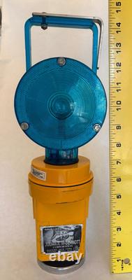 Vintage JULIAN McDERMOTT LED Handle Railroad BLUE LIGHT Lantern used WORKING