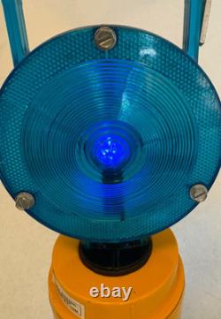 Vintage JULIAN McDERMOTT LED Handle Railroad BLUE LIGHT Lantern used WORKING Vintage JULIAN McDERMOTT LED Handle Railroad BLUE LIGHT Lantern used WORKING