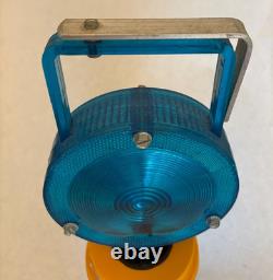 Vintage JULIAN McDERMOTT LED Handle Railroad BLUE LIGHT Lantern used WORKING