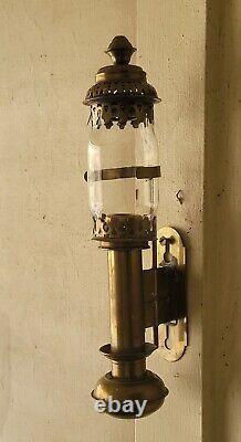 Vintage Kerosene Brass Railway Railroad Carriage Lantern Badge Light Candle