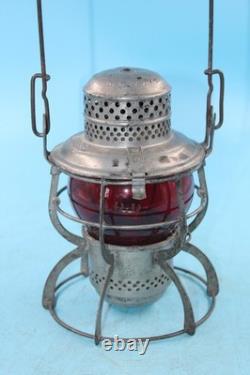 Vintage L&n Railroad Short Red Etched Globe Hand Lantern