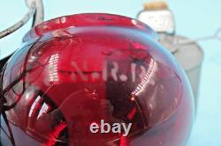 Vintage L&n Railroad Short Red Etched Globe Hand Lantern