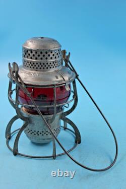 Vintage L&n Railroad Short Red Etched Globe Hand Lantern