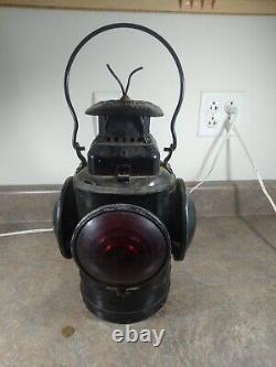 Vintage LH Adlake Chicago Non-Sweating 4 Way Railroad Lamp Converted to Electric