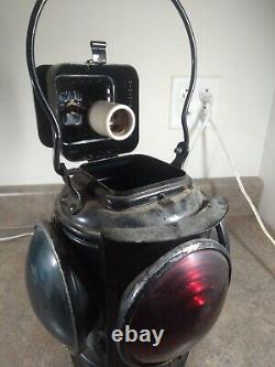 Vintage LH Adlake Chicago Non-Sweating 4 Way Railroad Lamp Converted to Electric