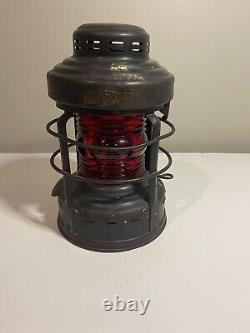 Vintage LUCK-E-LITE #25 Embury Railroad Lantern with Ruby Globe