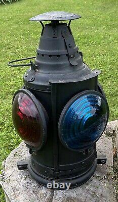 Vintage Large Arlington NJ Dressel 4 way Railroad Signal Lamp Lantern