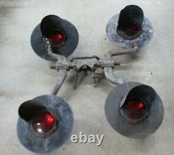 Vintage Large Complete 4 Light Rail Road Train Signal Crossing Lights