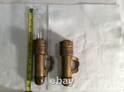 Vintage Lot 2 NYCS Pat'd. 1907 Railroad Caboose Car Brass Candlelamps with1 Globe