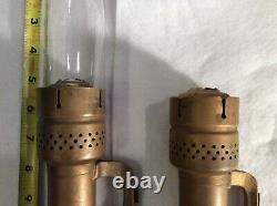 Vintage Lot 2 NYCS Pat'd. 1907 Railroad Caboose Car Brass Candlelamps with1 Globe