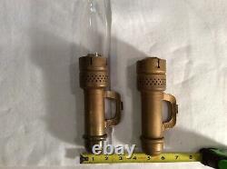 Vintage Lot 2 NYCS Pat'd. 1907 Railroad Caboose Car Brass Candlelamps with1 Globe