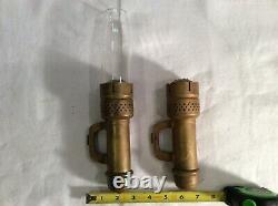 Vintage Lot 2 NYCS Pat'd. 1907 Railroad Caboose Car Brass Candlelamps with1 Globe