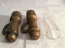 Vintage Lot 2 NYCS Pat'd. 1907 Railroad Caboose Car Brass Candlelamps with1 Globe