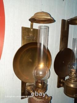 Vintage Lot Scott railroad coach lamp Pullman Silver palace car Brass Oil Lamps