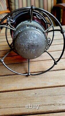 Vintage NKP Nickel Plate Road Railroad Lantern with Red Etched Globe