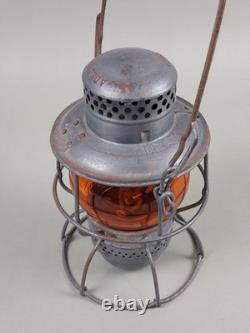 Vintage NORTHERN PACIFIC RAILROAD Lantern N. P. RY. AMBER Globe Adlake Kero CLEAN