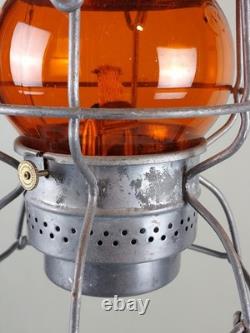 Vintage NORTHERN PACIFIC RAILROAD Lantern N. P. RY. AMBER Globe Adlake Kero CLEAN