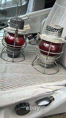 Vintage NYCS No 999 Subway Railroad Lantern with RED NYC Lines Globe Dlot Of 2