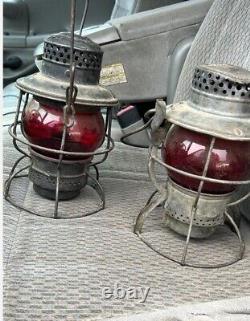 Vintage NYCS No 999 Subway Railroad Lantern with RED NYC Lines Globe Dlot Of 2