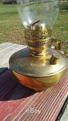 Vintage Norfolk & Western Railroad Brass Oil Lamp Adams & Westlake Pyrex Globe