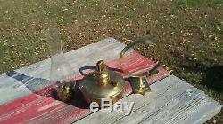 Vintage Norfolk & Western Railroad Brass Oil Lamp Adams & Westlake Pyrex Globe