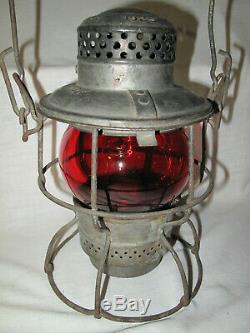 Vintage Norfolk & Western Railroad Lantern N&w Ry Crx Red Globe Armspear 1925