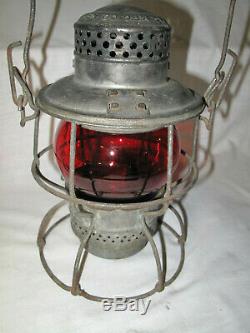 Vintage Norfolk & Western Railroad Lantern N&w Ry Crx Red Globe Armspear 1925