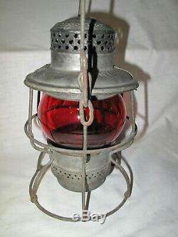 Vintage Norfolk & Western Railroad Lantern N&w Ry Crx Red Globe Armspear 1925