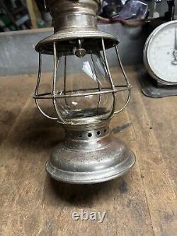 Vintage Old Rare Oil Lantern C. T Ham Brass Conductors Railroad RR Globe USA