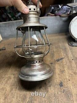 Vintage Old Rare Oil Lantern C. T Ham Brass Conductors Railroad RR Globe USA