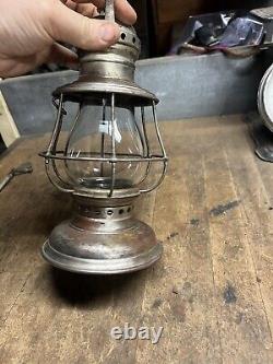 Vintage Old Rare Oil Lantern C. T Ham Brass Conductors Railroad RR Globe USA