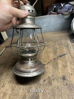 Vintage Old Rare Oil Lantern C. T Ham Brass Conductors Railroad RR Globe USA