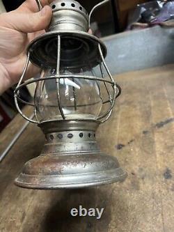 Vintage Old Rare Oil Lantern C. T Ham Brass Conductors Railroad RR Globe USA