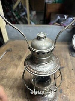 Vintage Old Rare Oil Lantern C. T Ham Brass Conductors Railroad RR Globe USA