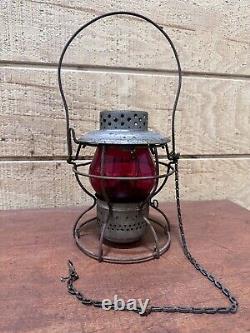 Vintage PRR Red Globe Handlan Railroad Train Lantern Kerosene Lamp Light PA RR