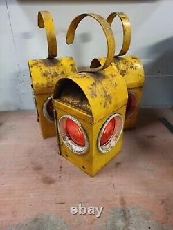 Vintage Paraffin Road Works / Railway Safety Lamp With Burner. 4 available