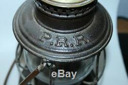 Vintage Pennsylvania Brass Top Railroad Lantern Embossed Tall Globe Rare